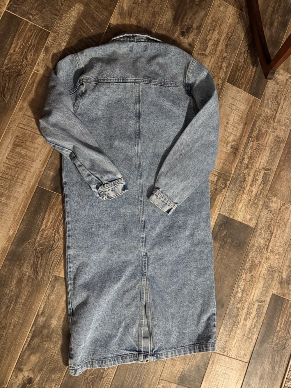Blue Age Long Button-Front Denim Jacket Dress - Light Wash - Picture 2 of 3